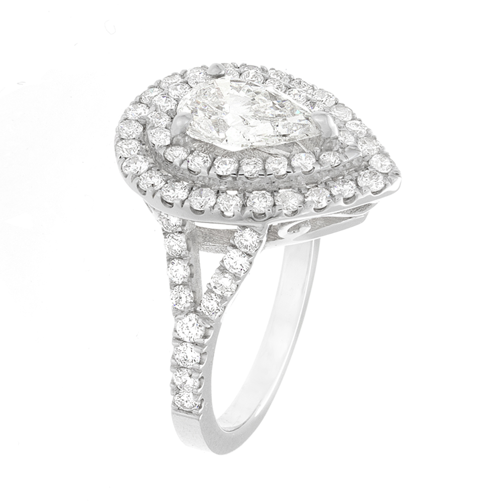 Pear Shape Double Halo Ring